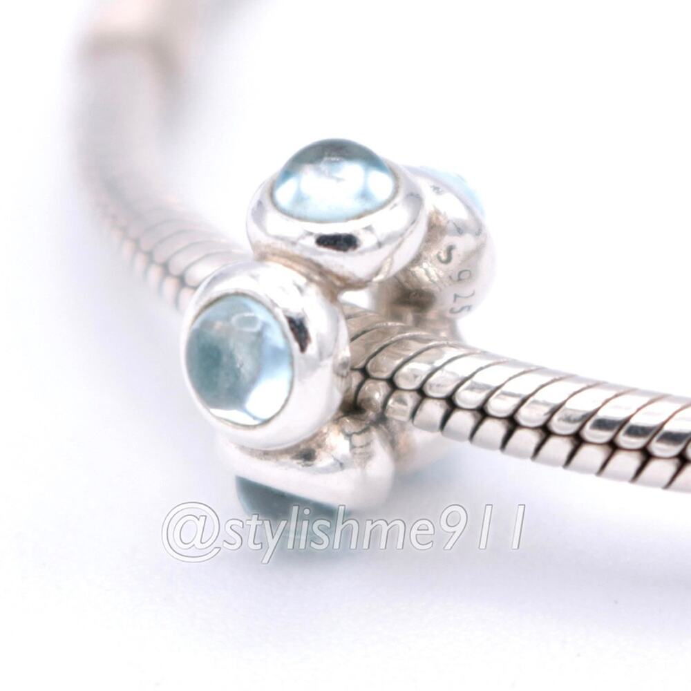 Rare Authentic Pandora Blue Topaz Cabochon Charm - 790538BTP - Picture 1 of 9